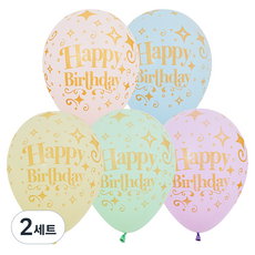 Sempertex 生日金色鑽石馬卡龍混色氣球 30cm 12入組, 混合色, 2套
