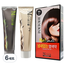 MOART 헤어컬러 새치 염모제 1제 + 2제 세트, 1N 흑색, 6세트