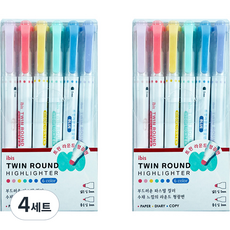 아이비스 트윈 라운드 형광펜 6종 세트 SP12192, 4세트, 혼합색상