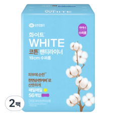 화이트 코튼 팬티라이너, 슈퍼롱, 56개입, 2세트