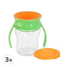 와우컵 베이비 트라이탄 빨대컵, 207ml, 3개, 클리어그린
