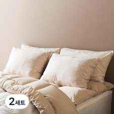 KIGEOL PILLOW 枕芯2入 + 枕套2入組合, 2套, 米色