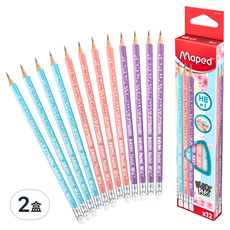 Maped 櫻花學園系列 三角鉛筆 附橡皮擦 HB, 混和顏色, 24支