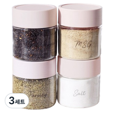 KAZT 印字調味罐 印度粉紅 4入 + 15種貼紙組, 3套, 300ml