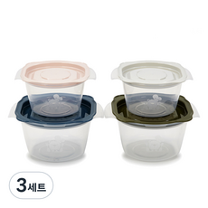 테지움 테디베어 쿡플러스 반찬용기 4종 세트, 3세트, 용기 350ml x 2종 + 용기 600ml x 2종