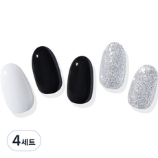 힙칙 네일드 잇 세미 큐어 젤 네일 스트립 세트, 블랙 스톤, 4세트