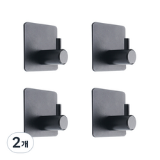 더자카 무타공 다용도 후크걸이 4p, 블랙, 2개