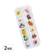 KAKAS 可愛角色造型美甲飾品 12種 各2入組, 200號, 2組