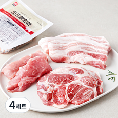 도드람한돈 삼겹 목심 등심꽃살 캠핑팩 1등급 세트 (냉장), 4세트, 1.3kg