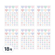 플레플레 러브 인 라이프 하트 스티커, 달콤달콤 솜사탕, 18개