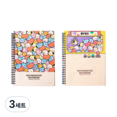 BT21 PP커버수학노트 2종 세트, 랜덤발송, 3세트