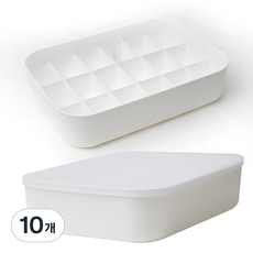 GAKYU 韓國製造 現代風圓形18格分隔收納箱, 白色, 低款 M, 10個