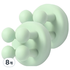 LivingHomeDetail 壁掛式多用途矽膠牙刷架 GE-23, 8個, 綠色