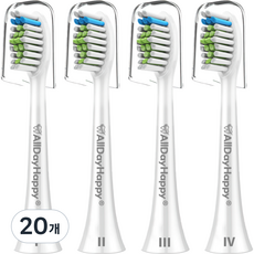 올데이해피 필립스 호환용 전동 칫솔모 + 안전뚜껑 세트, HX6064P, 화이트, 20개