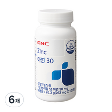 GNC 아연30, 100정, 6개