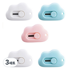 La Boum 可愛迷你雲朵文具美工刀 3款 + 隨機出貨 2入組, 3套, 混色