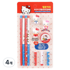 三麗鷗角色公仔鉛筆保護蓋套組, 4個, Hello Kitty