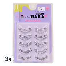 아이하라 쁘띠업 일체형 인조 속눈썹 721 2p 5쌍, 블랙, 3개