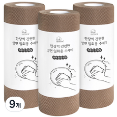 네이쳐리빙 한장씩 간편한 양면 일회용 수세미 60p, 9개, 브라운
