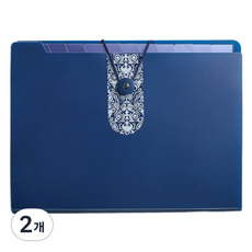 통근창고 A4서류 문서보관 파일케이스 5칸 325 x 245 mm, 네이비, 2개