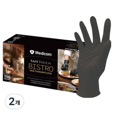 Medicom 麥迪康 Bistro 食品級丁腈手套 100入, 黑色, 大(L), 2個