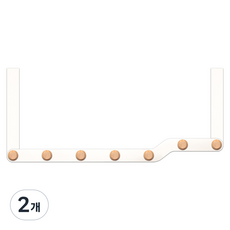월드크린 레일 무타공 옷 문 걸이 행거 7구, 화이트, 2개