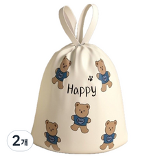 Oreum Days 加厚耐用便攜式束口繩垃圾袋 快樂小熊 45 x 45 cm 50入, 12L, 2個