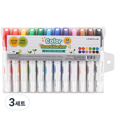 Lineplus 彩色白板筆 12種組 5mm, 紅色、橙色、黃色、淺綠色、綠色、天藍色、藍色、紫色、粉色、赭色、栗色、黑色, 3套