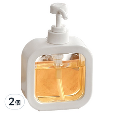 小麥購物 簡約分裝按壓瓶 L2242 300ml, 2個, 白色 + 透明色