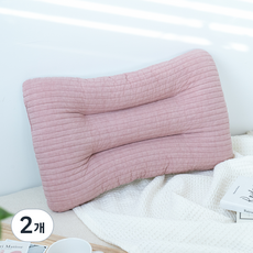 Malolotte 低款100支紗頸椎枕, 粉紅色, 2個