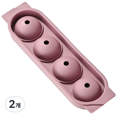 PUKO 一字型4格製冰盒 2入, 粉紅色, 2個