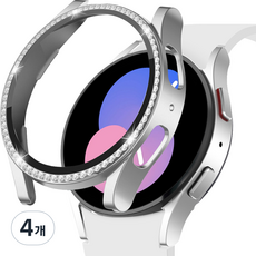 이츠라이프 갤럭시워치 큐빅 강화유리 풀커버 케이스 40mm, 실버, 4개