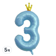 Isabelle Home 生日派對皇冠數字氣球 3 個特大號, 5個, 藍色