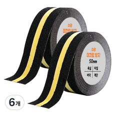 다다 야광 미끄럼방지 테이프 옐로우 50mm x 5m, 6개