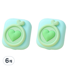 헬씨닷 칼라 사각 라운드 콘텍트렌즈통 하트, 그린, 6개