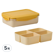 Dr.HOWS 長效保鮮 抗菌 備餐便當盒 分隔密封容器, 5個, 1.5L