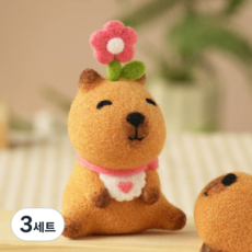 Simple Line 羊毛氈 水豚家族 DIY 套組, 3套, 花朵水豚
