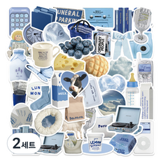 다다랜드 맥북 캐리어 꾸미기 감성 스티커 50p 세트, 스카이블루, 2세트