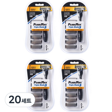 드위트리 프리미엄 MAX 3단 일회용 면도기 + 리필 면도날 세트, 20세트