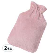 Happy & Good 柔軟保暖熱水袋 1000ml + 保溫袋套組 粉紅色, 2套