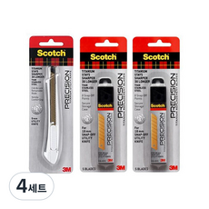 쓰리엠 스카치 티타늄 커터 9mm TI-KS + 티타늄 커터 리필 9mm TI-KS 10p 세트, 혼합색상, 4세트