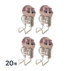 아리코 부착식 냥이 후크 걸이, 갈색냥, 20개