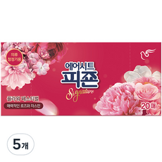 피죤 스타일러시트 에어드레서 의류관리 시트 섬유유연제 플라워페스티벌 본품, 20개입, 5개