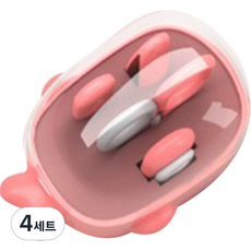 블루마켓 유아용 고래케이스 손톱깎이 세트, 핑크, 4세트