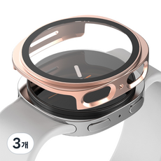누아트 풀커버 하드케이스 액정보호 강화유리, 로즈골드, 3개
