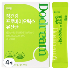 두드림 장건강 프로바이오틱스 유산균 30p, 4개, 30회분