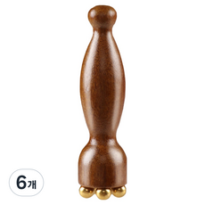 와이홉 우드 두피 경락마사지 괄사 황동 볼팁, 월넛우드, 6개