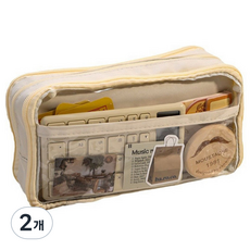 제이포 대용량 펜 파우치 필통, 아이보리, 2개