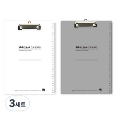 미소로 4000 클리어 클립보드 2종 세트 2305, 투명 + 회색 투명, 3세트