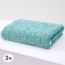 소니오 플라워 소프트 샤워 바스타월 300g 폴리에스테르사, 05 그린, 3개